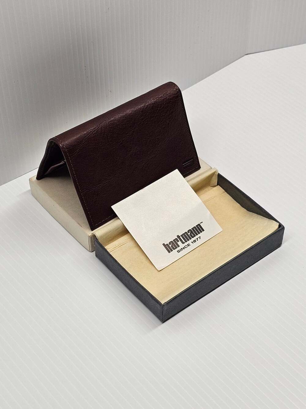 Hartmann Brown Leather Trifold Wallet in Original Box
